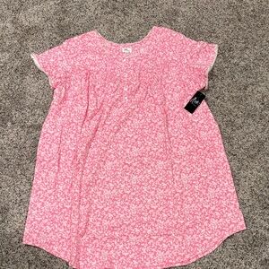 Pink Floral Short Sleeve Gown